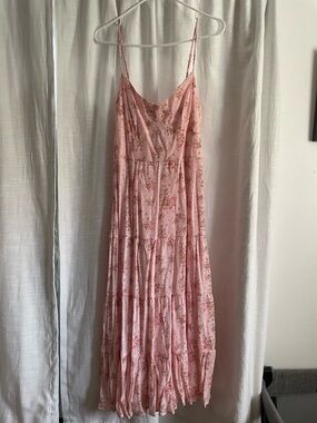 Pink Floral Midi Dress